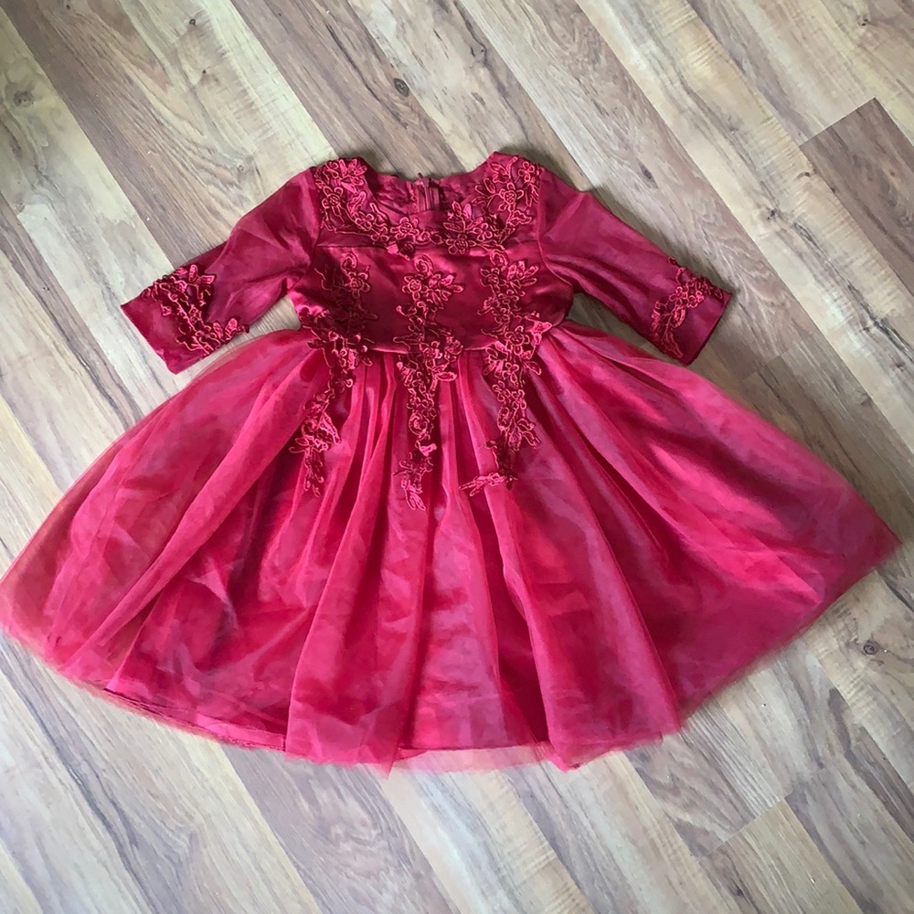 Just Couture red tile lace dress